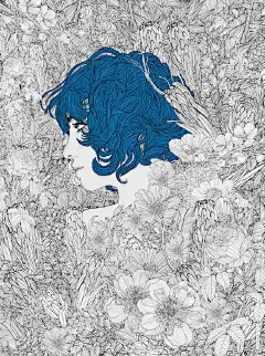 花丛中的优雅重生，
.
记忆里流淌的时光。
.
人物插画艺术家
.
Pedro Tapa...展开全文c