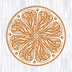 风格化手绘橙色插图