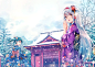 Anime 1697x1200 people anime anime girls snow Asia long hair