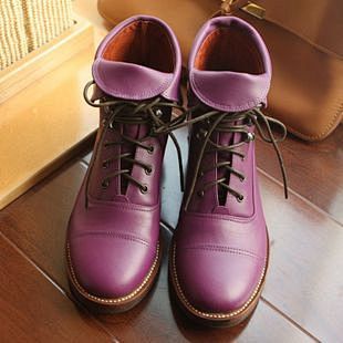欧美风踝靴 vintage复古马丁靴 短...