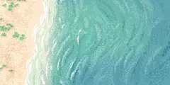 手绘卡通沙滩大海海洋浪花展板背景图片下载