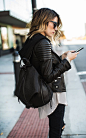 black leather backpack: 