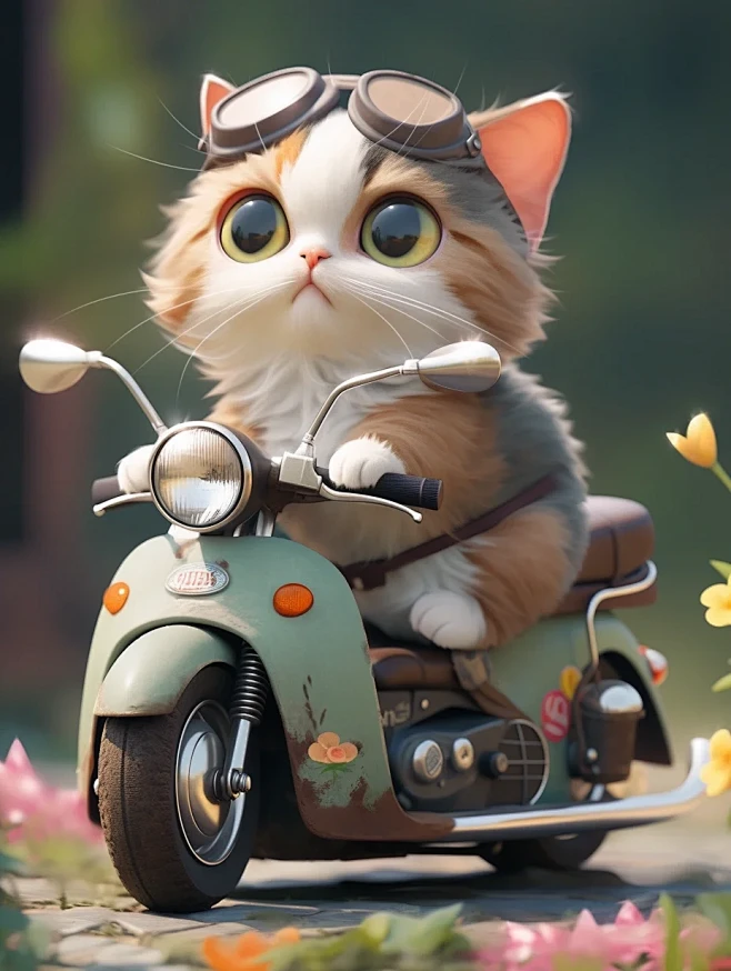 midjourney骑摩托的猫｜关键词t...