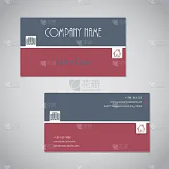 蓝红色带白色条纹的名片