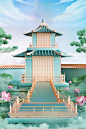 3D立体夏日中国风电商促销展台场景