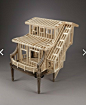 #创意设计#都说家具是缩小的建筑，Ted Lott这位木工艺术家以“Possible Architectures”为主题创作了雕塑，将建筑模型和家具框架结合起来。