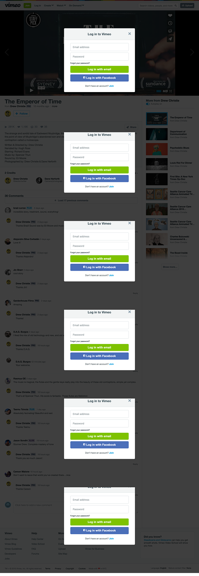 vimeo弹窗登陆 #Web#