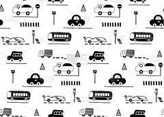 可爱的汽车黑白图案