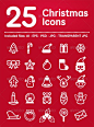 25 Christmas Icons http://www.webdesign.org/roundup-of-lovely-christmas-icons.22376.html