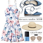 A fashion look from June 2017 featuring fit and flare dress, flat shoes and summer hats. Browse and shop related looks.