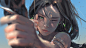 General 1920x1080 Aeolian Ghostblade women green eyes face closeu