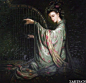 中国古典竖琴侍女 100x100cm