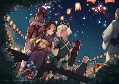 夏日的庙会之类的，本来想画接吻-怪胎。