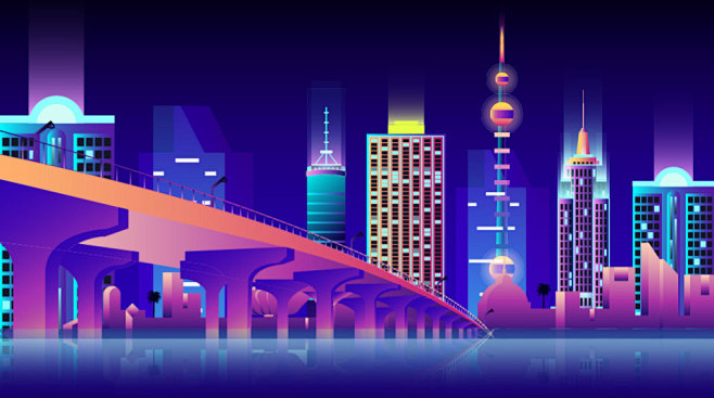 城市夜景商业插画