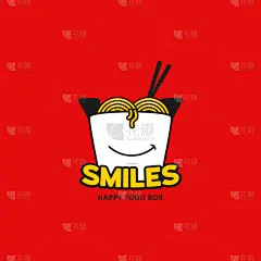 食品,品牌名称,面条,图标,幸福,盒子,可爱的,传统,热,微笑