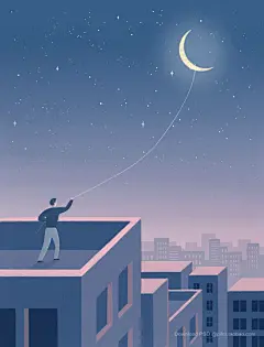 唯美星空晚安系列手绘手机壳壁纸插图插画