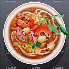 粉汤  - 源文件下载【酷图网】粉汤,美食,矢量美食,卡通美食,手绘美食,美食插画,一碗美食,小虾,矢量虾,卡通虾,手绘虾,虾插画,一碗面,一碗粉,河粉,米饭,海鲜汤,蔬菜,吃饭,饭菜,