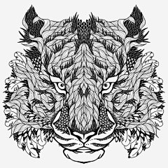 黑白装饰免抠素材_新图网 https://ixintu.com 画 老虎 装饰 黑白