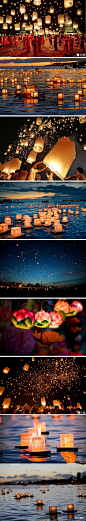 #花瓣爱旅行#迷人的泰国清迈水灯节美景！只要是频临河港或湖边的地方，水面上都会飘满水灯，而空中则飞满孔明灯。人们把爱或心愿寄托在渐渐燃尽的烛火中，将它们放飞在空中，或放流于水里。不能说破的，或许才能实现！你想与谁同看桨声灯影阑珊处？→http://t.cn/zlQqtUH #美景#