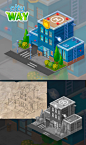 cartoon concept art casual game Isometric mobile game 2D city City Life casual game