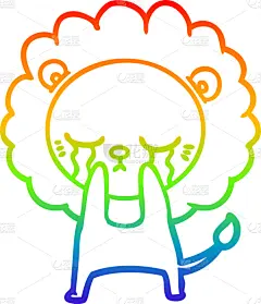 狮子,彩虹,山,卡通,铅笔画,性格,艺术,图像,矢量,哭