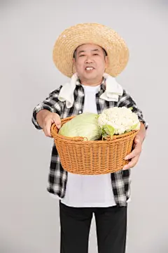 单人照格子衬衫农业农民男性人物摄影图