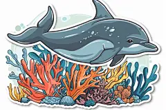 海洋生物海豚贴纸