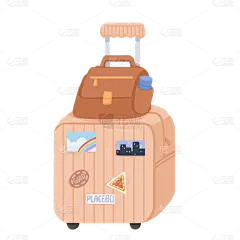 手绘-卡通行李箱旅游元素贴纸9