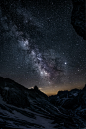 Free Photo of Mountain Under Starry Night Sky Stock Photo
