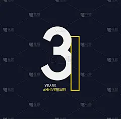 31周年典雅金色标志。链接数字在黑暗的背景