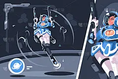 雷管,女孩,卡通,太空船,太空服,女人,行星,俄罗斯宇航员