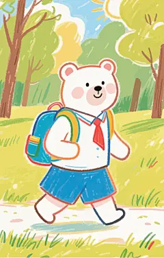 卡通森林动物童趣插画