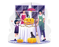 万圣节人物  - 源文件下载【酷图网】餐桌,扫帚,黑猫,制作,雕刻,合作,爸爸,妈妈,孩子,万圣节海报,万圣节元素,万圣节素材,万圣节背景,万圣节舞会,万圣节角色,万圣节装扮,万圣节广告,万圣节派对,万圣节人物,万圣节怪物,万圣节小孩,万圣节快乐,手绘,南瓜灯,南瓜怪,插画,矢量,庆祝,节日,开心,一家人,幸福,欢乐,万圣节庆典,插图