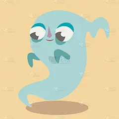 可爱的手绘卡片，带有鬼魂的明信片。背景，封面设计的儿童笔记本卡通风格