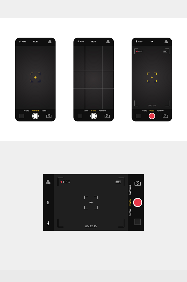 手机拍照界面UI设计素材-众图网