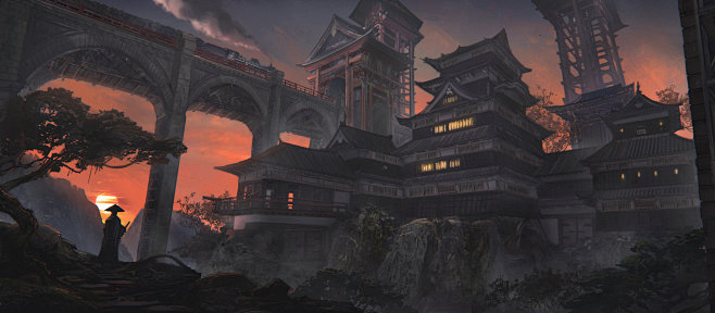 中国风场景气氛图古风山水建筑武侠仙侠CG原画游戏美术素材 - 板绘绘画教程学习公众号：板绘 (2782)