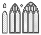 Vector medieval gothic stained glass cathedral window set
