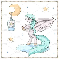 神马,星星,云,多样,月亮,可爱的,贺卡,小马,梦想,动物