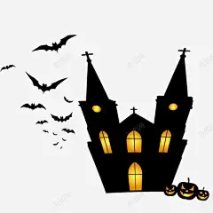 万圣节 枯树 蝙蝠剪影 阴森 鬼屋 鬼脸南瓜 黑暗 元素 免抠png 设计图片 免费下载 页面网页 平面电商 创意素材