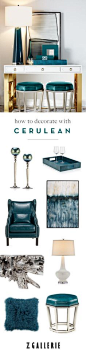 Get easy ideas for infusing cerulean in your space this summer. Explore our Fashionista's Guide to Home Color on <a href="http://zgallerie.com" rel="nofollow" target="_blank">zgallerie.com</a>!