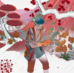 日本武士日本风格背景图案