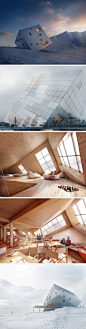 Like a block left behind by the retreating glacier, ATELIER 8000 - projekční a architektonický atelier designs a sustainable passive mountain hut in the High Tatras. More pictures: <a href="http://bit.ly/1D9gsjY" rel="nofollow" targ