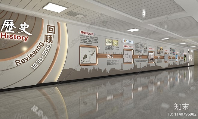 现代发展历程文化墙SU模型下载【ID:1...