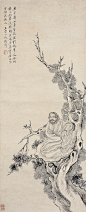 改琦——《无量寿佛》【无量寿世尊皆超脱于越粤之全州，缭以金碧流离颇无迹其真实者，因以白描法抚之】人物 立轴欣赏 | 
清|改琦(1773-1828)字伯韫号香白，又号七芗、玉壶山人、百蕴生、改伯、横泖渔父等。工仕女人物佛像花鸟兰竹。宗法华岩，喜用兰叶描，仕女衣纹细秀，树石背景简逸，造型纤细，敷色清雅，创立了仕女画新的体格，时人称为"改派"。