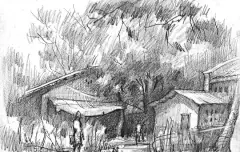 速写万象集：（素描绘画手绘）民居风景写生手绘铅笔速写 民居风景是速写写生的经典主题，其古朴的建筑形态与自然环境融合的独特美感，为创作者提供了丰富的表现空间。掌握以下技巧，助你用铅笔精准捕捉民居的韵味与光影。 一、观察与构图：先“读景”再落笔 取舍与提炼：面对复杂场景时，先确定主体（如老屋、巷道、屋顶），弱化或省略次要元素（如杂乱的电线、无关的行人），保持画面简洁。 构图法则： 三分法：将画面分为九...