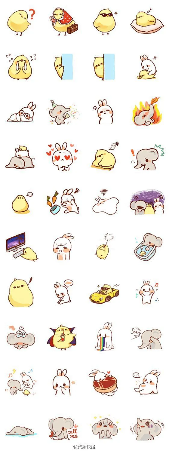 【手绘手帐插画素材】#资源分享# #手帐# #简笔画# 可以照着画的LINE贴纸表情2~~~