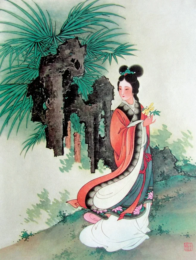 王叔晖大师《十二花神》系列工笔仕女图 (1)-花瓣网