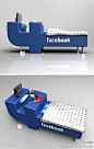 【Facebook床】设计师 Tomislav Zvonari 设计了一个与facebook有关的床和电脑桌椅的整合体，侧面看就像是字母f。