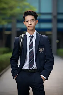 学院风帅气男学生毕业写真