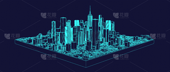 轮廓,三维图形,城市,模型,分离着色,曼...